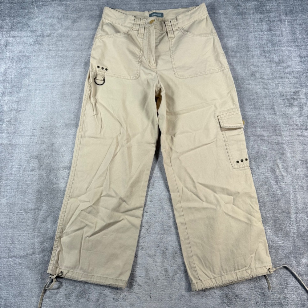 Steilmann Pants Womens 6 Beige Wide Leg Cargo Cropped Utility Outdoors Baggy